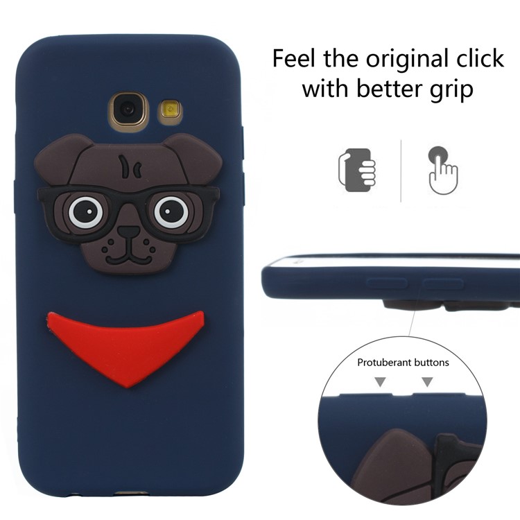 Cute 3D Puppy TPU Cell Phone Shell for Samsung Galaxy A5 (2017) SM-A520 - Dark Blue-6