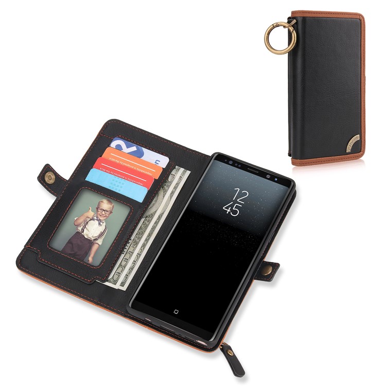 PELOGON for Samsung Galaxy Note 8 N950 Detachable 2-in-1 Phone Leather Wallet Case with Hanging Ring - Black-2