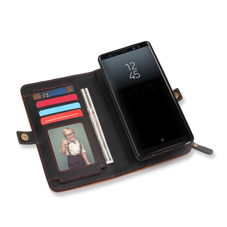 PELOGON for Samsung Galaxy Note 8 N950 Detachable 2-in-1 Phone Leather Wallet Case with Hanging Ring - Black-4