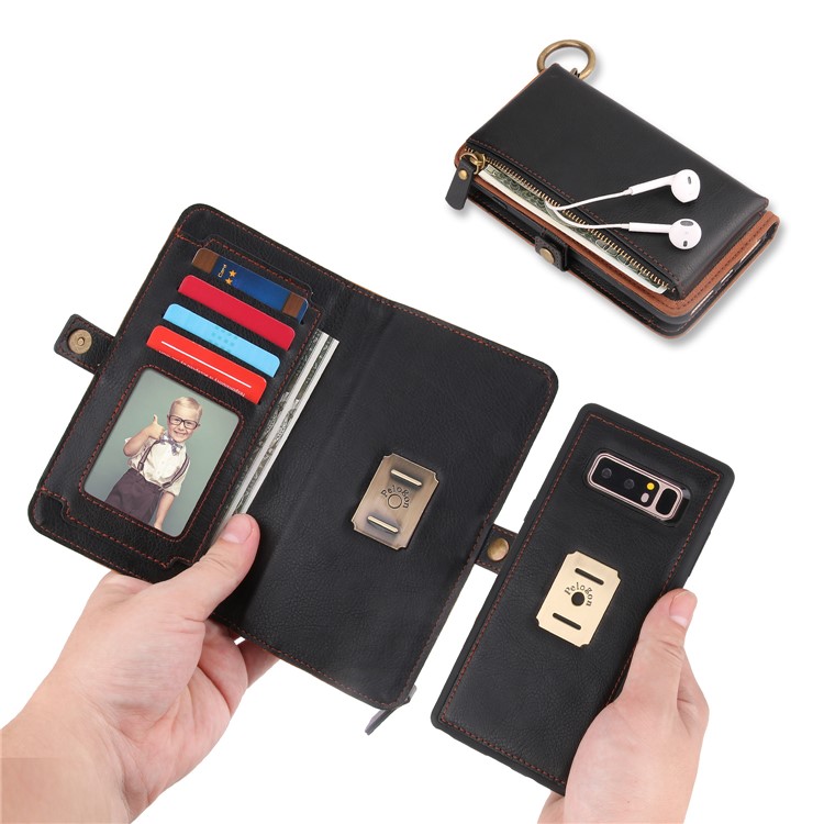 PELOGON for Samsung Galaxy Note 8 N950 Detachable 2-in-1 Phone Leather Wallet Case with Hanging Ring - Black-5