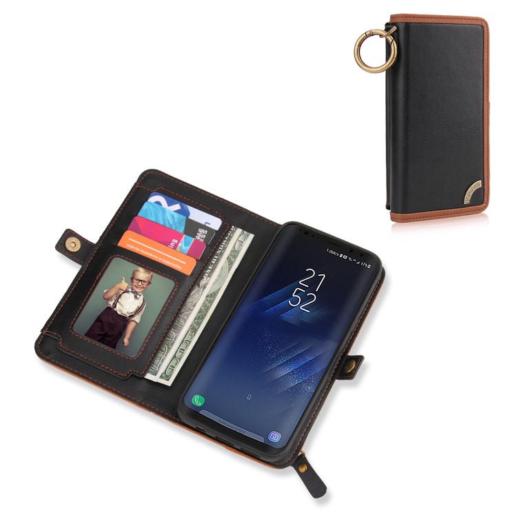 PELOGON 2 in 1 Magnetic Detachable Flip Wallet Leather Case for Samsung Galaxy S8 SM-G950 - Black-2