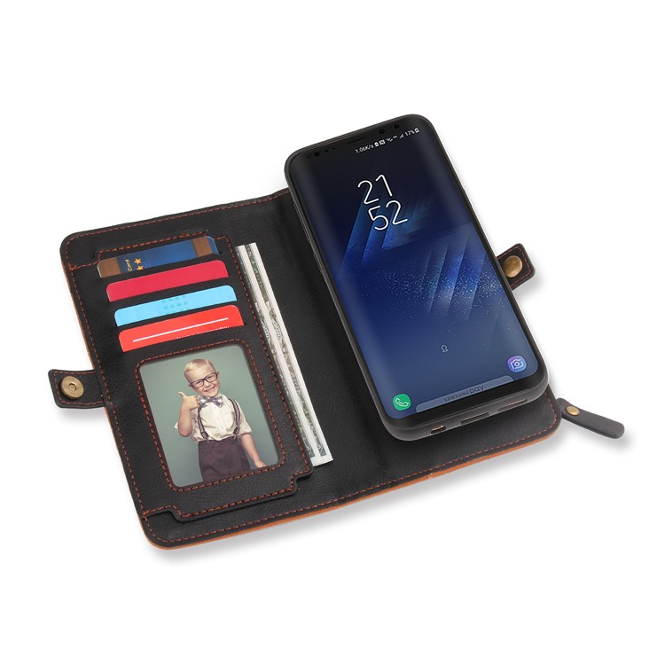 PELOGON 2 in 1 Magnetic Detachable Flip Wallet Leather Case for Samsung Galaxy S8 SM-G950 - Black-3