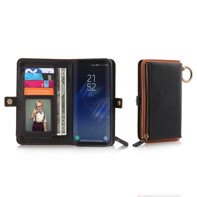 PELOGON 2 in 1 Magnetic Detachable Flip Wallet Leather Case for Samsung Galaxy S8 SM-G950 - Black-5