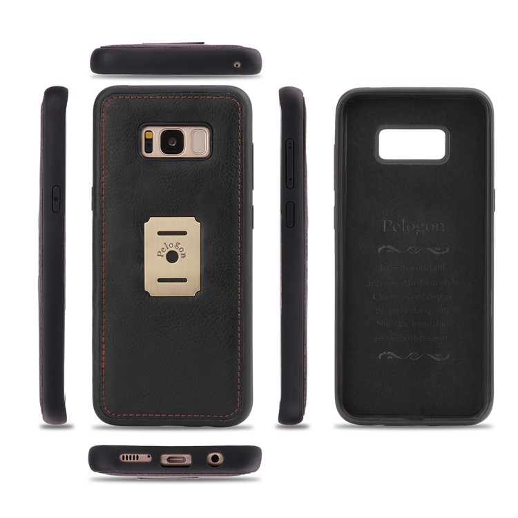PELOGON 2 in 1 Magnetic Detachable Flip Wallet Leather Case for Samsung Galaxy S8 SM-G950 - Black-7