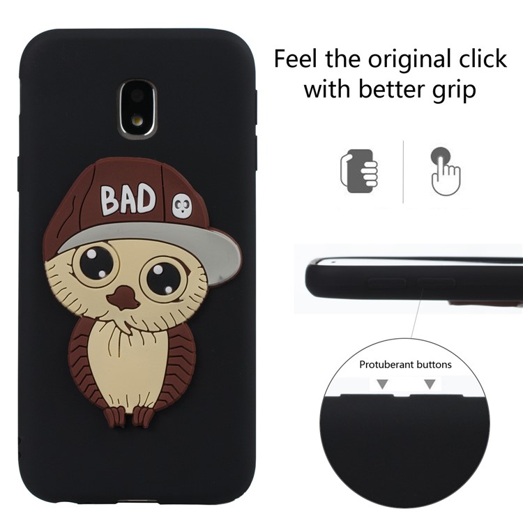Cute 3D Male Owl TPU Soft Phone Case for Samsung Galaxy J3 (2017) EU Version/J3 Pro (2017) - Black-3