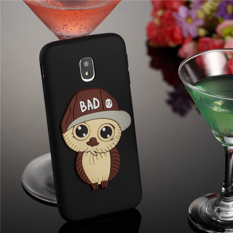Cute 3D Male Owl TPU Soft Phone Case for Samsung Galaxy J3 (2017) EU Version/J3 Pro (2017) - Black-4