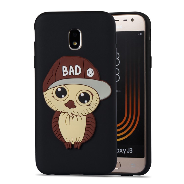 Cute 3D Male Owl TPU Soft Phone Case for Samsung Galaxy J3 (2017) EU Version/J3 Pro (2017) - Black-5