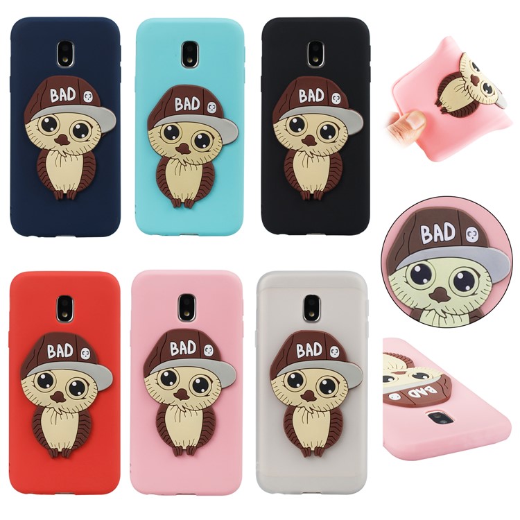 Cute 3D Male Owl TPU Soft Phone Case for Samsung Galaxy J3 (2017) EU Version/J3 Pro (2017) - Black-7