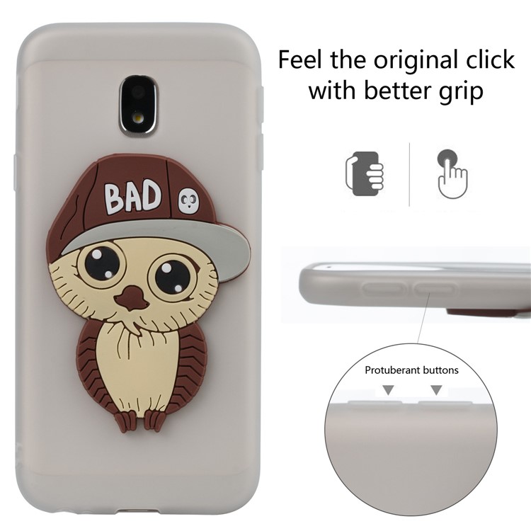 Cute 3D Male Owl TPU Soft Phone Cover for Samsung Galaxy J3 (2017) EU Version/J3 Pro (2017) - White-3