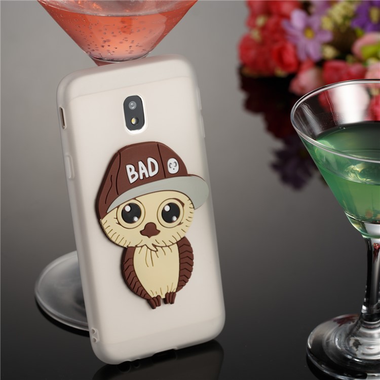 Cute 3D Male Owl TPU Soft Phone Cover for Samsung Galaxy J3 (2017) EU Version/J3 Pro (2017) - White-4