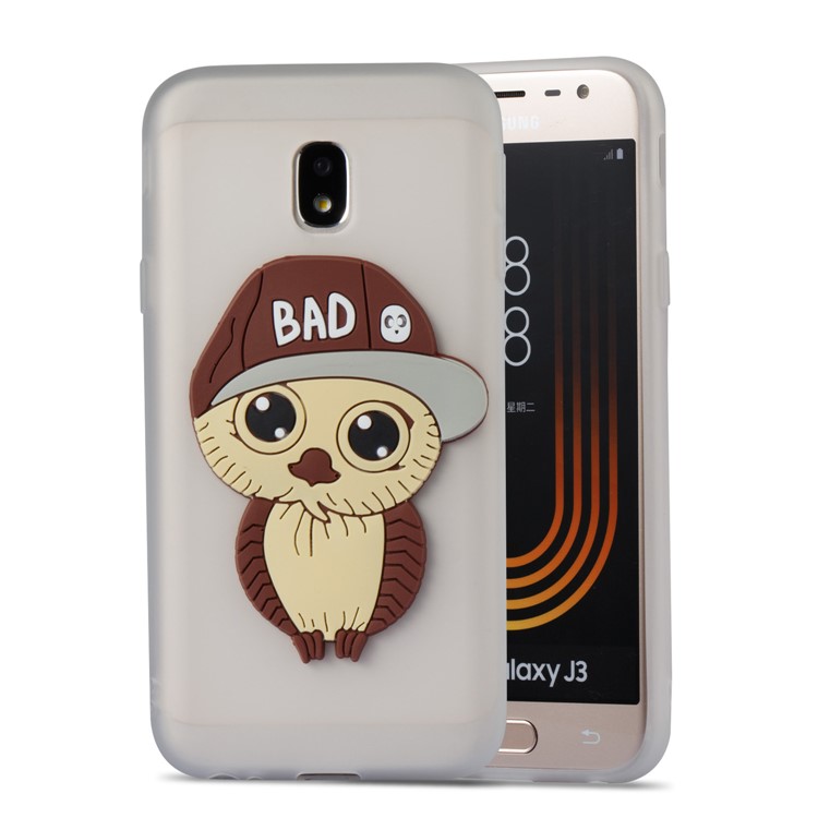 Cute 3D Male Owl TPU Soft Phone Cover for Samsung Galaxy J3 (2017) EU Version/J3 Pro (2017) - White-5