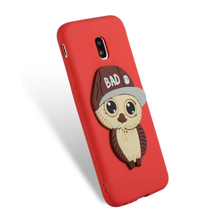 Cute 3D Male Owl TPU Soft Phone Shell for Samsung Galaxy J3 (2017) EU Version/J3 Pro (2017) - Red-6