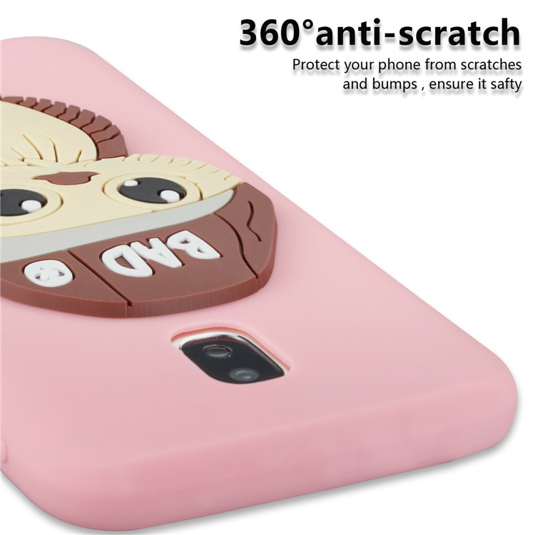 Cute 3D Male Owl TPU Soft Phone Casing for Samsung Galaxy J3 (2017) EU Version/J3 Pro (2017) - Pink-2