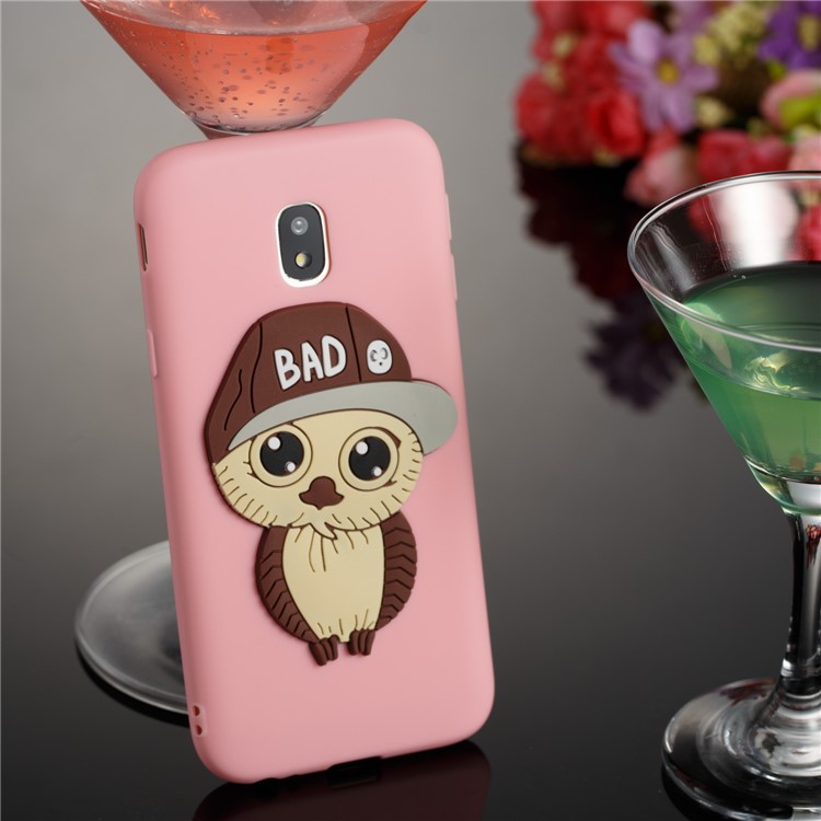 Cute 3D Male Owl TPU Soft Phone Casing for Samsung Galaxy J3 (2017) EU Version/J3 Pro (2017) - Pink-4