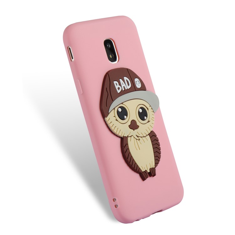 Cute 3D Male Owl TPU Soft Phone Casing for Samsung Galaxy J3 (2017) EU Version/J3 Pro (2017) - Pink-6
