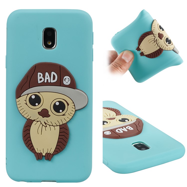Cute 3D Male Owl TPU Soft Mobile Phone Case for Samsung Galaxy J3 (2017) EU Version/J3 Pro (2017) - Baby Blue-1
