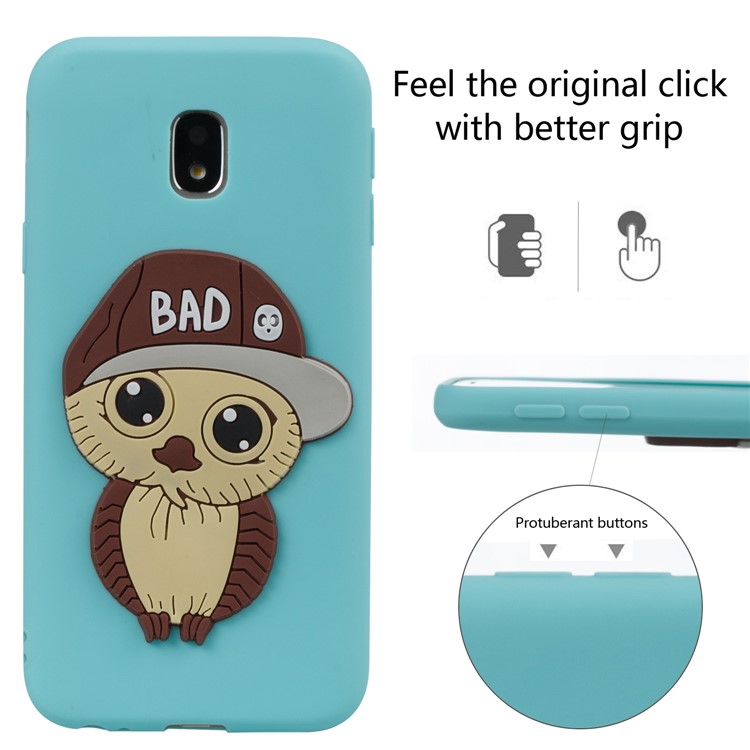 Cute 3D Male Owl TPU Soft Mobile Phone Case for Samsung Galaxy J3 (2017) EU Version/J3 Pro (2017) - Baby Blue-3