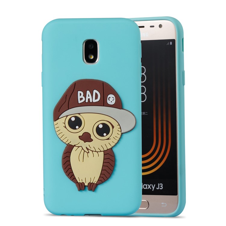Cute 3D Male Owl TPU Soft Mobile Phone Case for Samsung Galaxy J3 (2017) EU Version/J3 Pro (2017) - Baby Blue-5