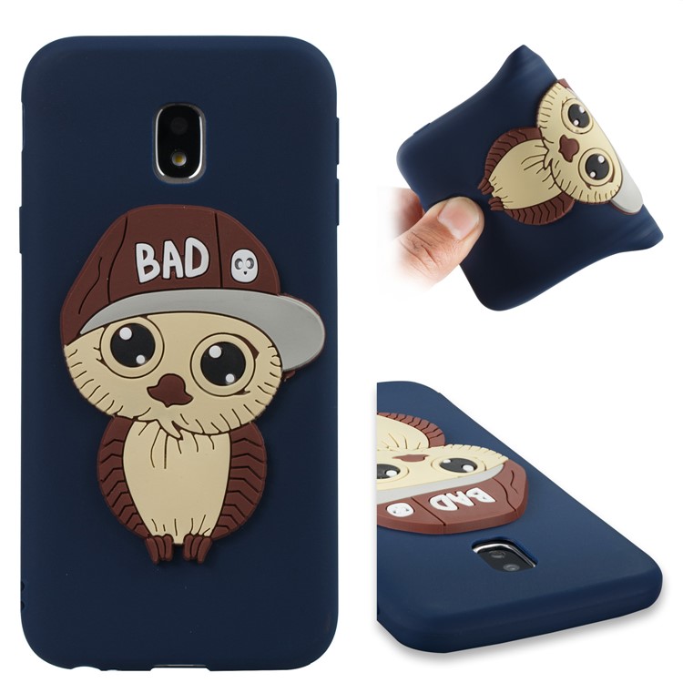 Cute 3D Male Owl TPU Soft Cell Phone Case for Samsung Galaxy J3 (2017) EU Version/J3 Pro (2017) - Dark Blue-1