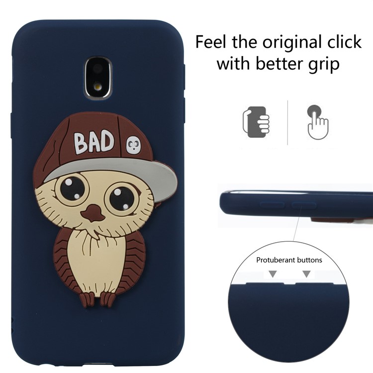 Cute 3D Male Owl TPU Soft Cell Phone Case for Samsung Galaxy J3 (2017) EU Version/J3 Pro (2017) - Dark Blue-3