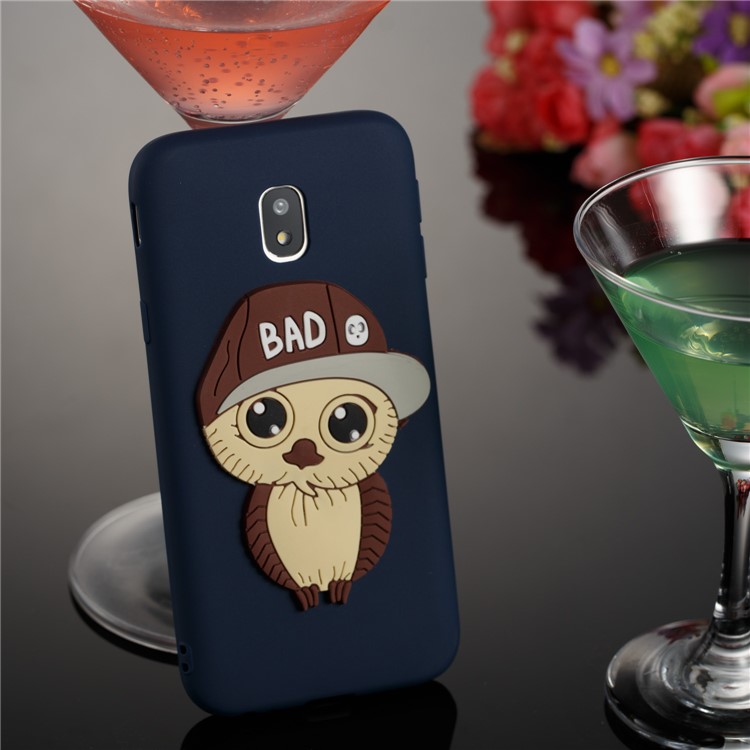 Cute 3D Male Owl TPU Soft Cell Phone Case for Samsung Galaxy J3 (2017) EU Version/J3 Pro (2017) - Dark Blue-4