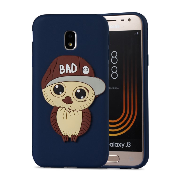 Cute 3D Male Owl TPU Soft Cell Phone Case for Samsung Galaxy J3 (2017) EU Version/J3 Pro (2017) - Dark Blue-5