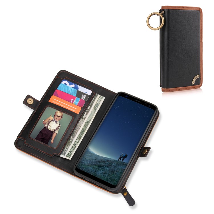 PELOGON 2 in 1 Magnetic Detachable Flip Wallet Leather Case for Samsung Galaxy S8+ G955 - Black-2