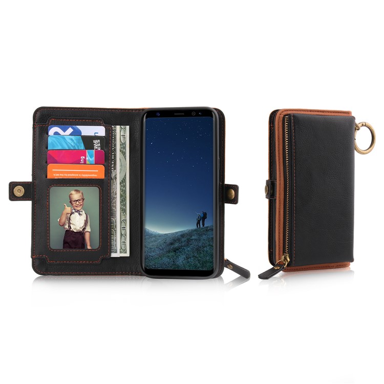 PELOGON 2 in 1 Magnetic Detachable Flip Wallet Leather Case for Samsung Galaxy S8+ G955 - Black-5