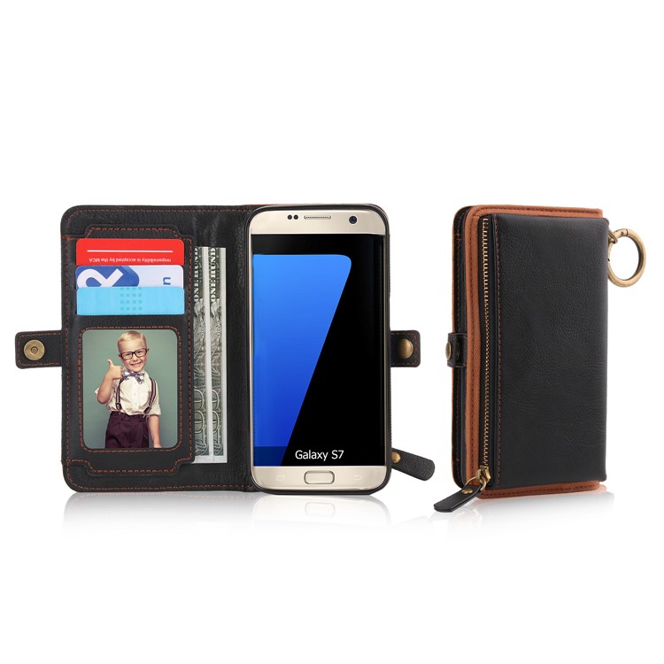 PELOGON 2 in 1 Magnetic Detachable Flip Wallet Leather Case for Samsung Galaxy S7 SM-G930 - Black-6