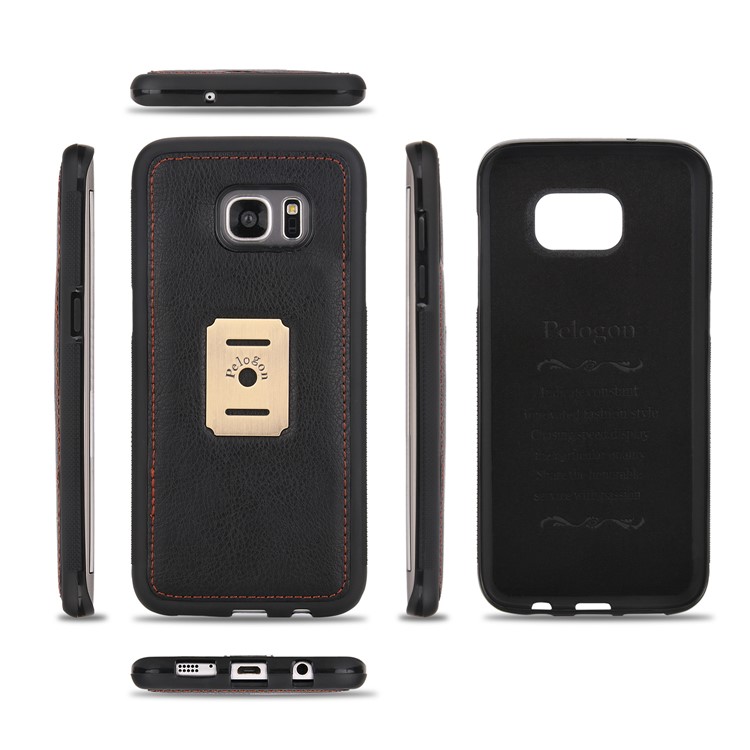 PELOGON 2 in 1 Magnetic Detachable Flip Wallet Leather Case for Samsung Galaxy S7 edge SM-G935 - Black-6