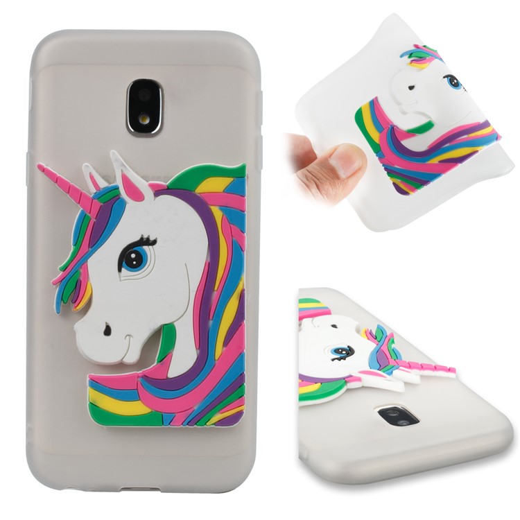 Lovely 3D Unicorn Pattern TPU Back Case for Samsung Galaxy J3 Pro (2017) / J3 (2017) EU Version - White-1