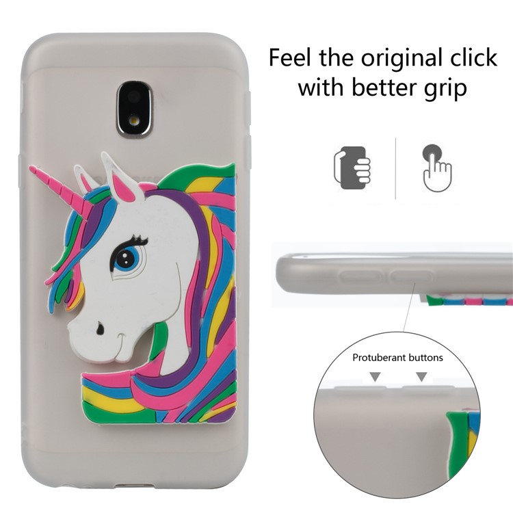 Lovely 3D Unicorn Pattern TPU Back Case for Samsung Galaxy J3 Pro (2017) / J3 (2017) EU Version - White-3