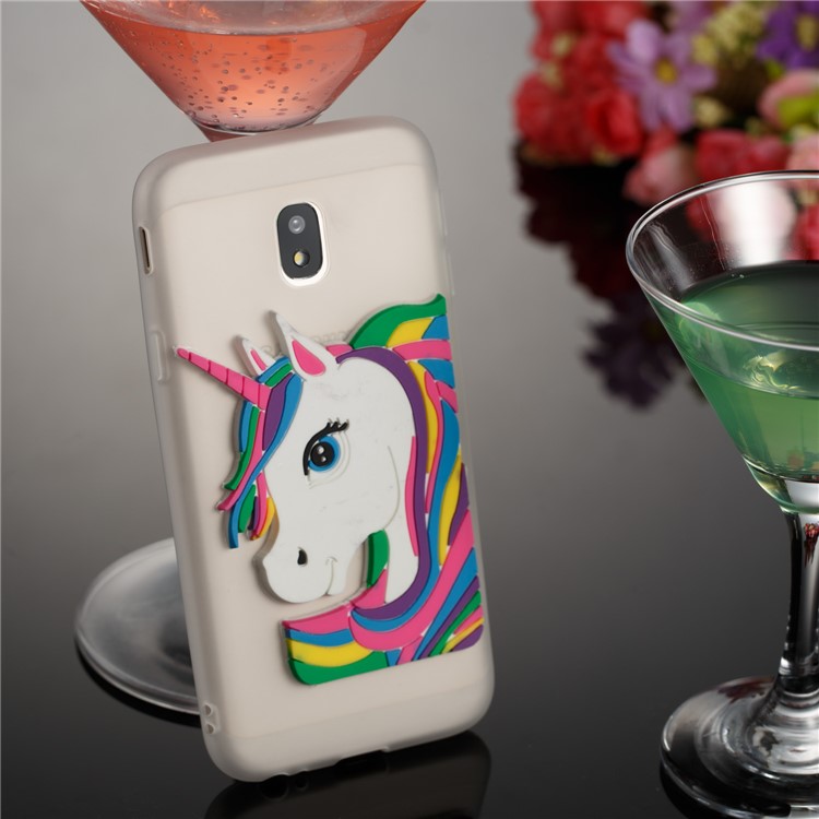 Lovely 3D Unicorn Pattern TPU Back Case for Samsung Galaxy J3 Pro (2017) / J3 (2017) EU Version - White-4
