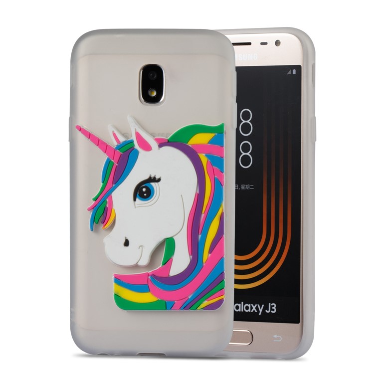 Lovely 3D Unicorn Pattern TPU Back Case for Samsung Galaxy J3 Pro (2017) / J3 (2017) EU Version - White-5