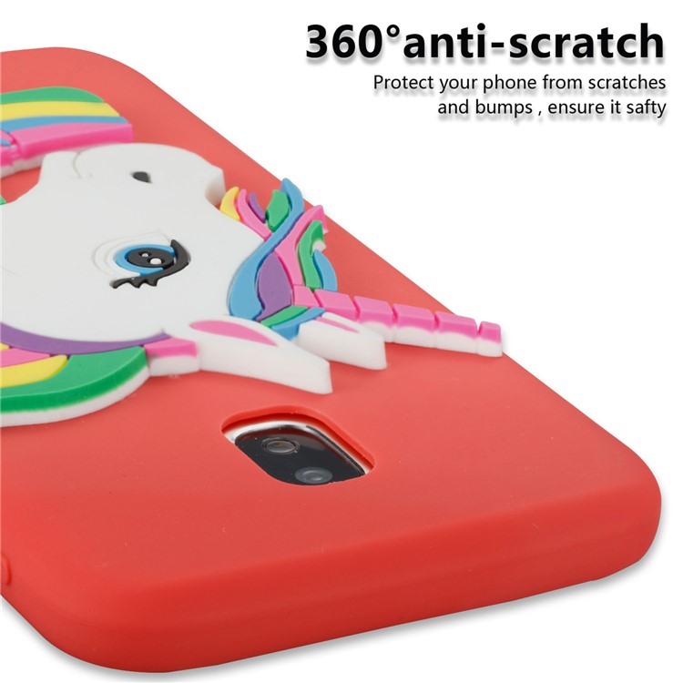 Lovely 3D Unicorn Pattern TPU Cell Phone Case for Samsung Galaxy J3 Pro (2017) / J3 (2017) EU Version - Red-2