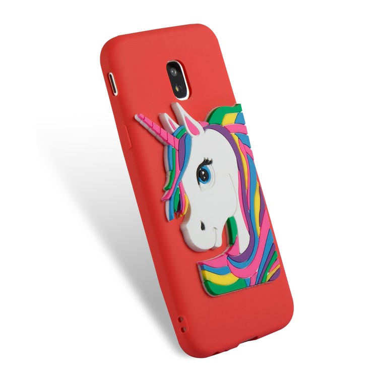 Lovely 3D Unicorn Pattern TPU Cell Phone Case for Samsung Galaxy J3 Pro (2017) / J3 (2017) EU Version - Red-6