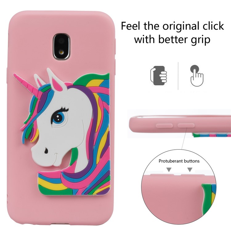 Lovely 3D Unicorn Pattern TPU Phone Shell Case for Samsung Galaxy J3 Pro (2017) / J3 (2017) EU Version - Pink-3
