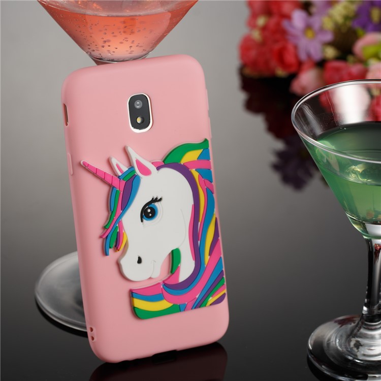 Lovely 3D Unicorn Pattern TPU Phone Shell Case for Samsung Galaxy J3 Pro (2017) / J3 (2017) EU Version - Pink-4