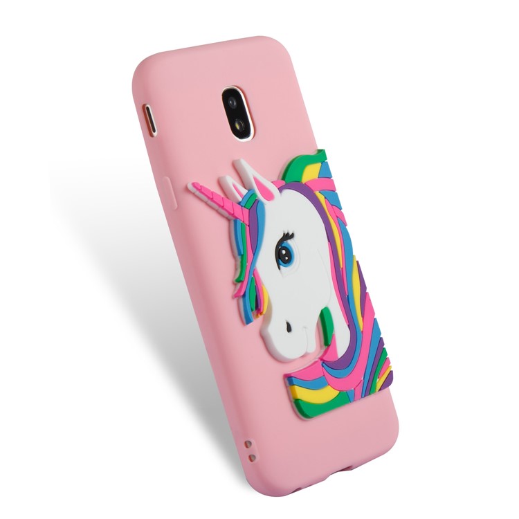 Lovely 3D Unicorn Pattern TPU Phone Shell Case for Samsung Galaxy J3 Pro (2017) / J3 (2017) EU Version - Pink-6