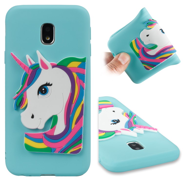 Lovely 3D Unicorn Pattern TPU Cover for Samsung Galaxy J3 Pro (2017) / J3 (2017) EU Version - Baby Blue-1