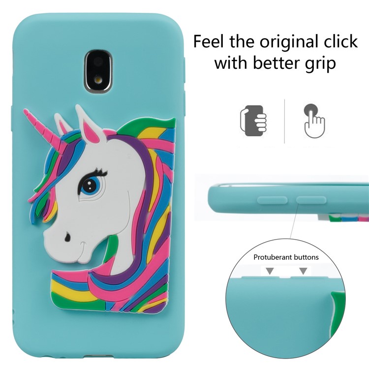 Lovely 3D Unicorn Pattern TPU Cover for Samsung Galaxy J3 Pro (2017) / J3 (2017) EU Version - Baby Blue-3