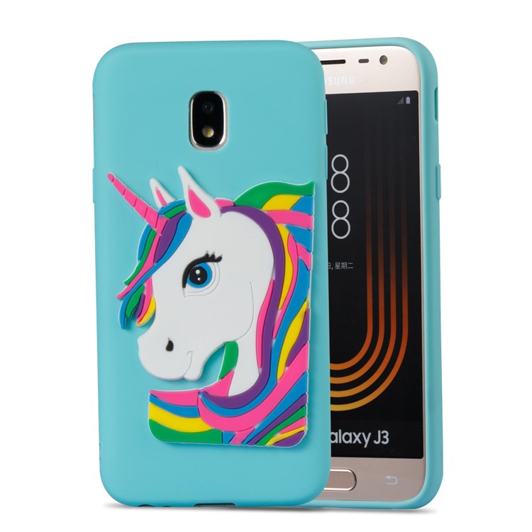 Lovely 3D Unicorn Pattern TPU Cover for Samsung Galaxy J3 Pro (2017) / J3 (2017) EU Version - Baby Blue-5