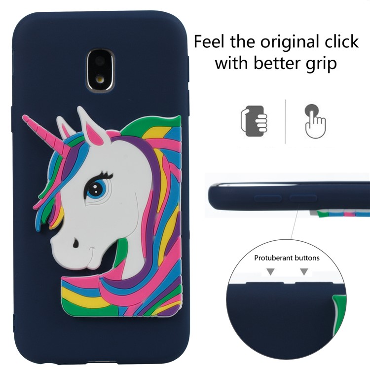 Lovely 3D Unicorn Pattern TPU Shell Cover Case for Samsung Galaxy J3 Pro (2017) / J3 (2017) EU Version - Dark Blue-3