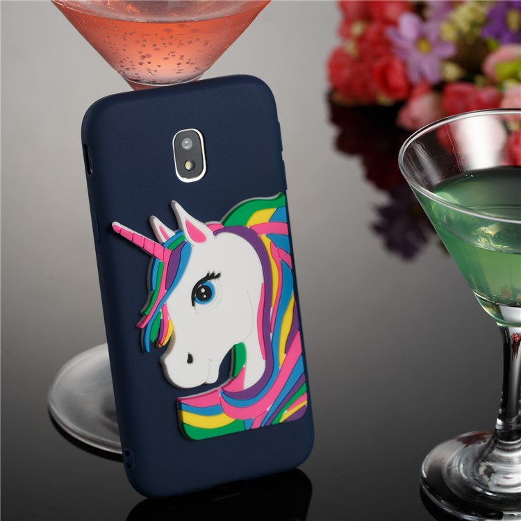 Lovely 3D Unicorn Pattern TPU Shell Cover Case for Samsung Galaxy J3 Pro (2017) / J3 (2017) EU Version - Dark Blue-4