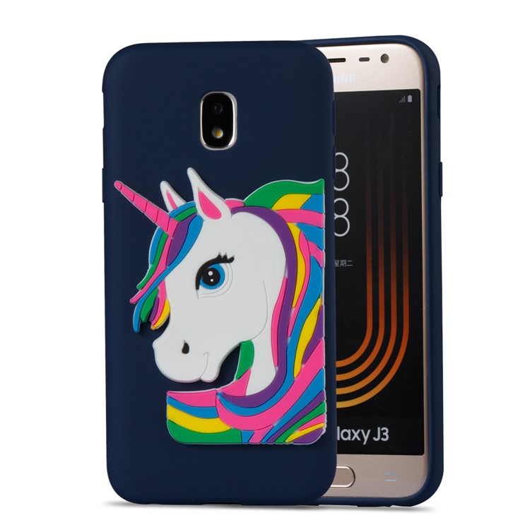 Lovely 3D Unicorn Pattern TPU Shell Cover Case for Samsung Galaxy J3 Pro (2017) / J3 (2017) EU Version - Dark Blue-5