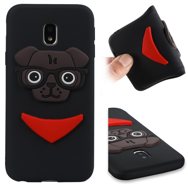 Cute 3D Puppy TPU Soft Phone Case for Samsung Galaxy J3 (2017) EU Version/J3 Pro (2017) - Black-1
