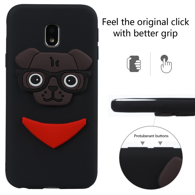 Cute 3D Puppy TPU Soft Phone Case for Samsung Galaxy J3 (2017) EU Version/J3 Pro (2017) - Black-3