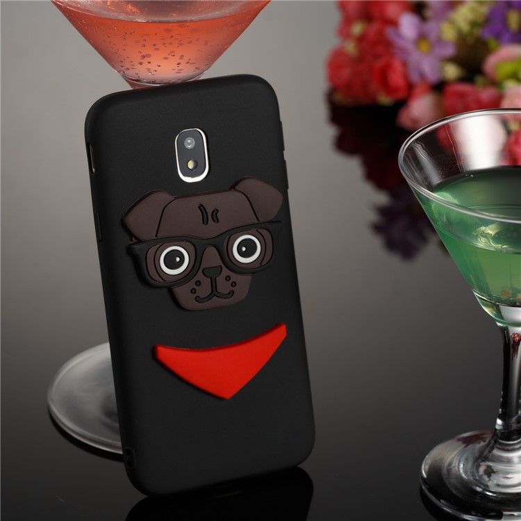 Cute 3D Puppy TPU Soft Phone Case for Samsung Galaxy J3 (2017) EU Version/J3 Pro (2017) - Black-4