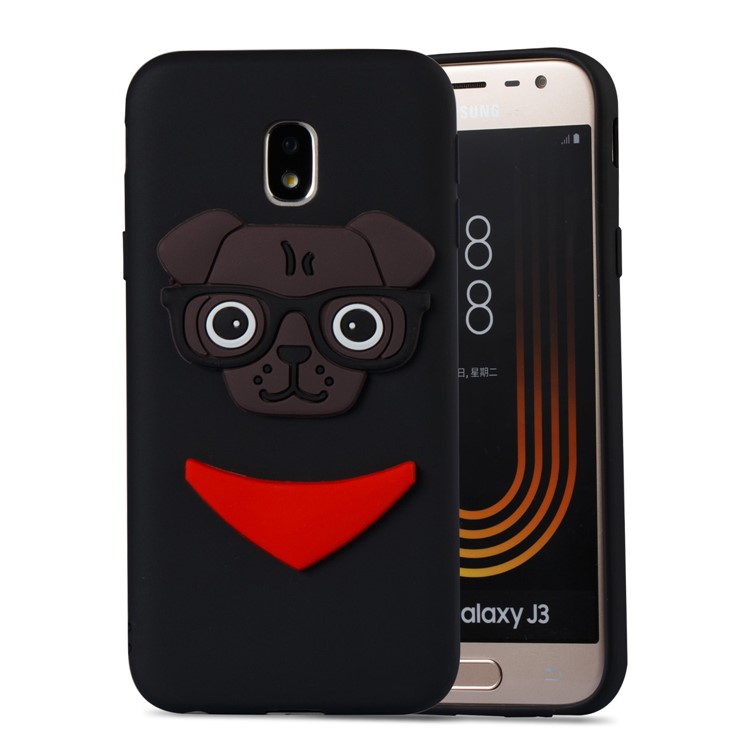 Cute 3D Puppy TPU Soft Phone Case for Samsung Galaxy J3 (2017) EU Version/J3 Pro (2017) - Black-5