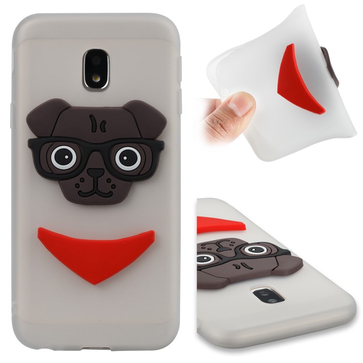 Cute 3D Puppy TPU Soft Phone Cover for Samsung Galaxy J3 (2017) EU Version/J3 Pro (2017) - White-1